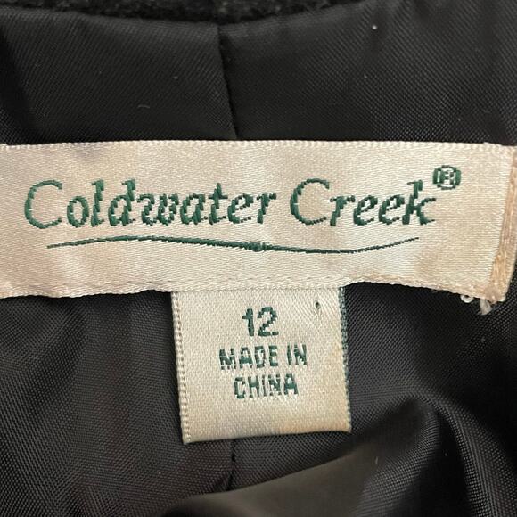 Coldwater Creek Open Front Cotton Blazer Geometric Stripes Beads Sequins Sz 12 - Picture 9 of 11